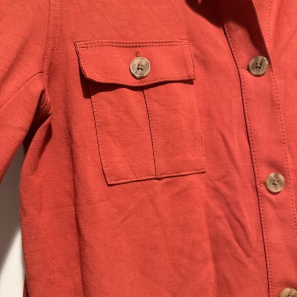J Jill Wearever Double Face Jersey Flap Pocket Jacket Terra Cotta Size Medium - Picture 3 of 6